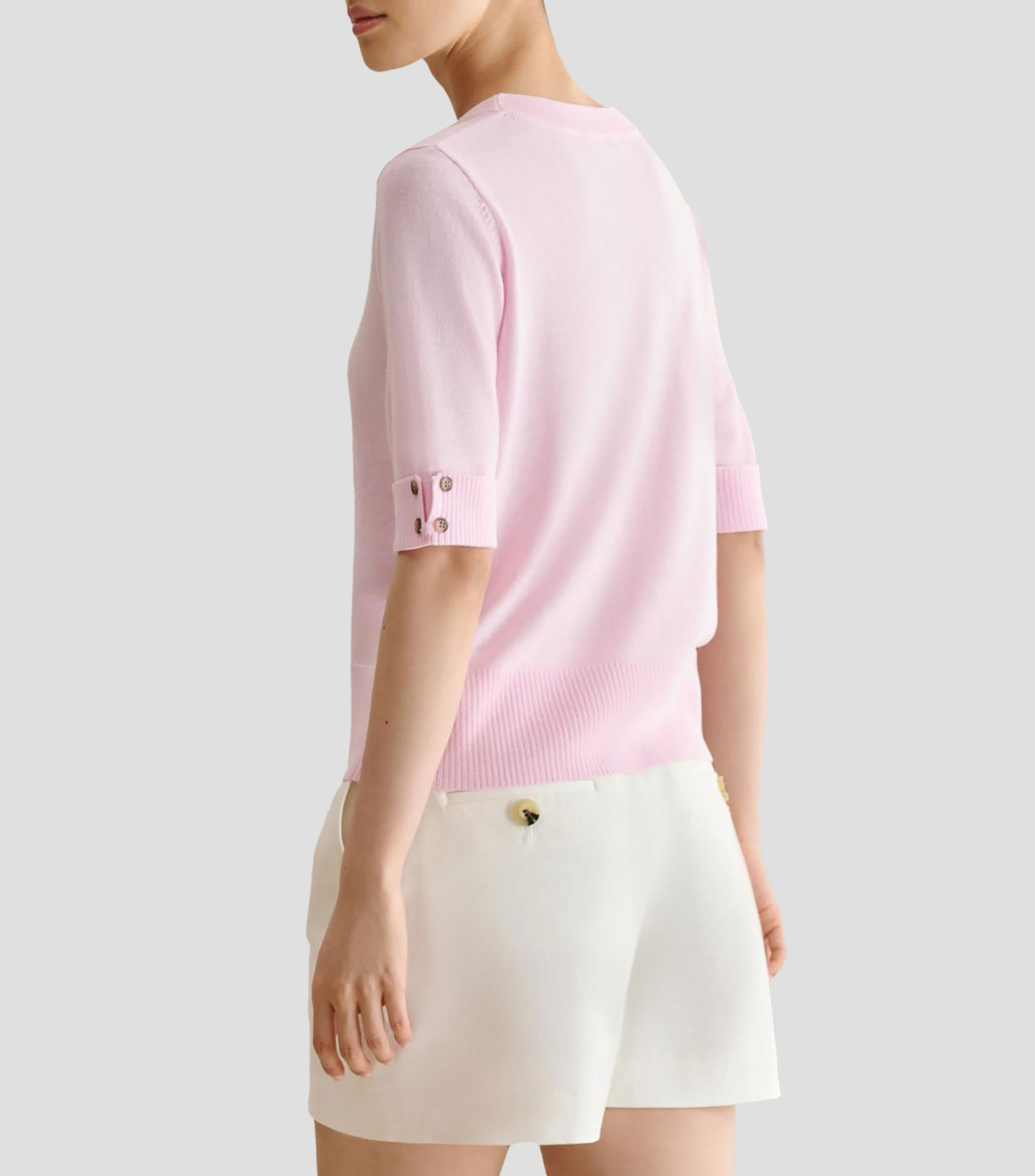 Playera cuello redondo manga corta lisa Mujer